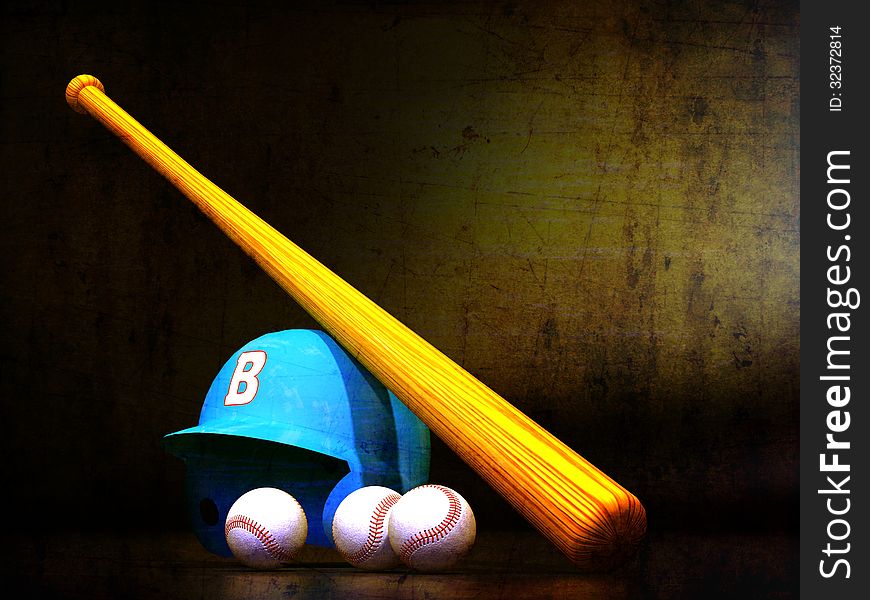 Baseball Helmet, Bat, Balls