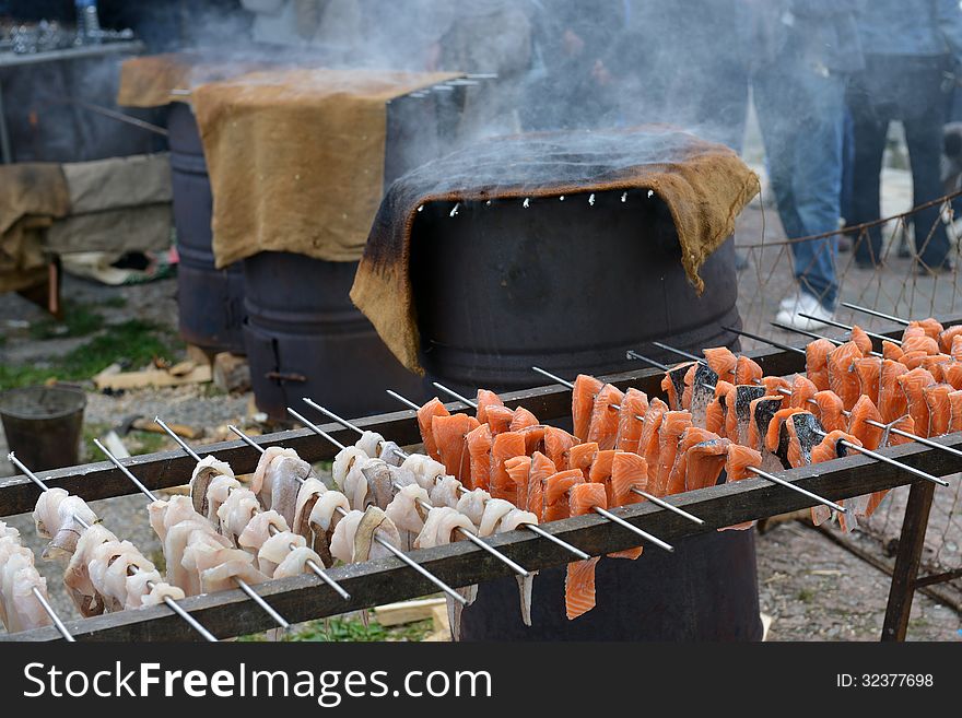 Smoked salmon a ancient way