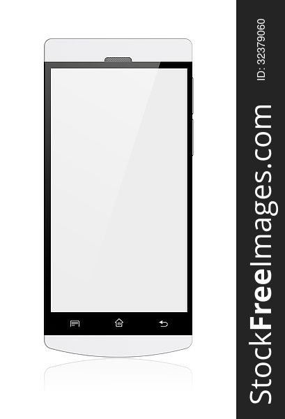 Mobile smartphone with blank screen. 3d image