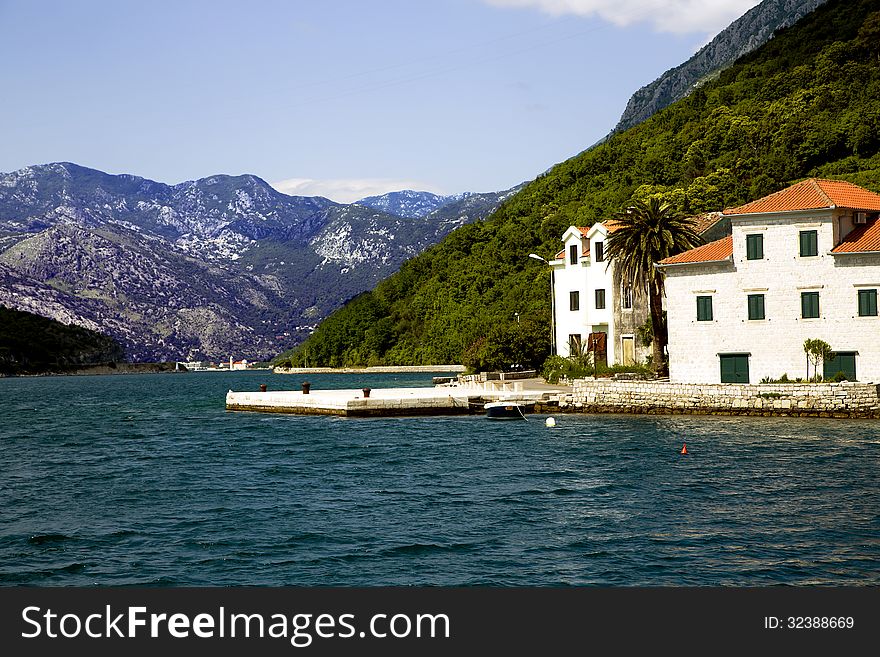 Panoramic view of Boka Kotorska Bay, Montenegro