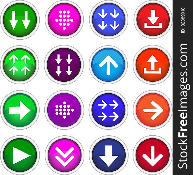 Stock Image - set of colored icons with arrows. Stock Image - set of colored icons with arrows.