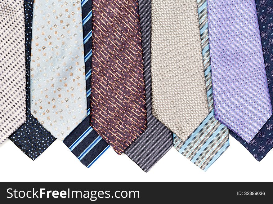 Background of ties isolated on white background