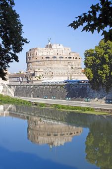 Reflection Of Castel Sant Angelo From Left Side Of River Tiber, Royalty Free Stock Photo Reflection Of Castel Sant Angelo From Left Side Of River Tiber, Royalty Free Stock Photo