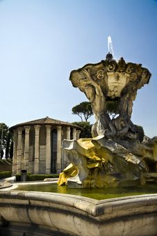 View Of Ancient Fountain And Temple Royalty Free Stock Photos