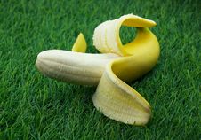 Half Peeled Banana Stock Image