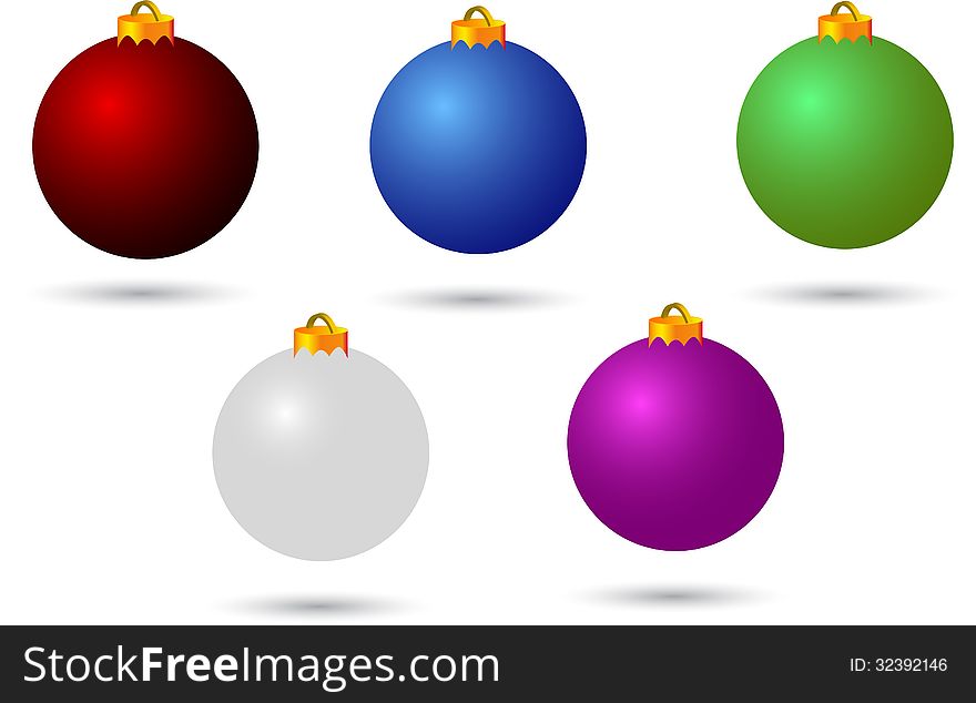 Various colour, flying christmas balls