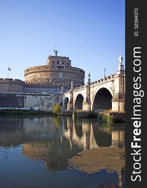 It is a sunrise near Castel St. Angelo in Rome, Italy. It is a sunrise near Castel St. Angelo in Rome, Italy