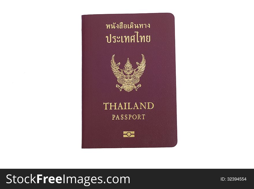 Thailand passport isolated on white background