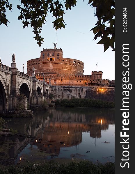 The ancient fortress and jail named Castel Sant'Angelo, Rome, Italy
