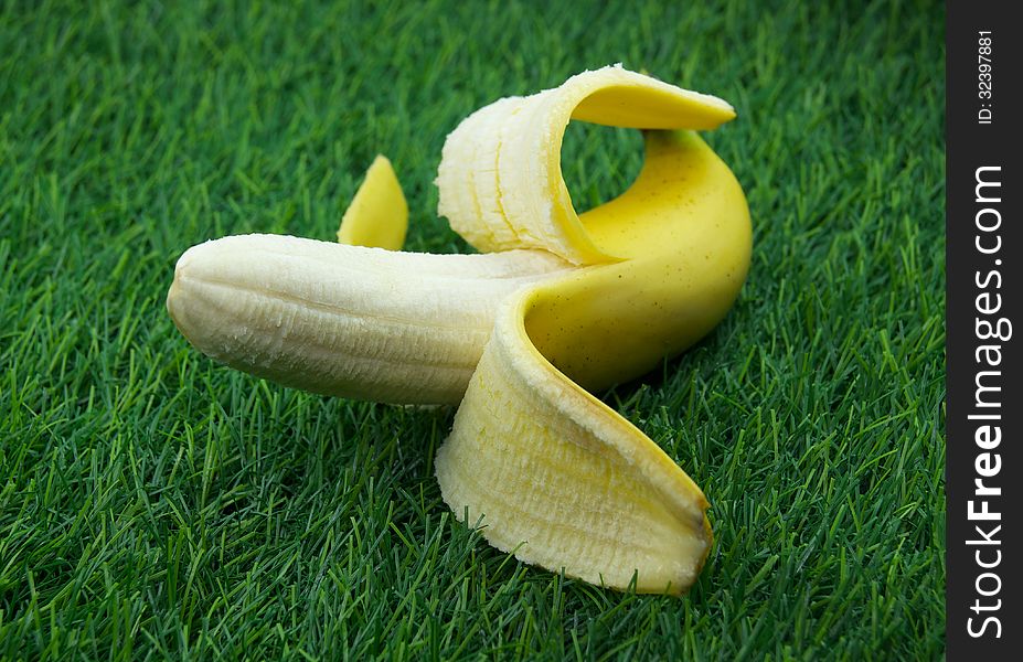 Half peeled banana