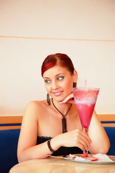 Pretty Woman With Cocktail. Stock Photo
