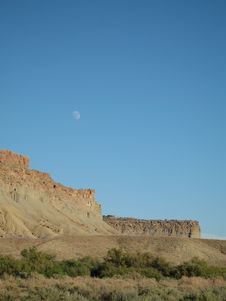 Moon Over Mesa Royalty Free Stock Photo