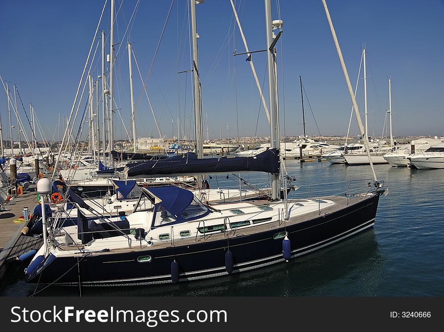 Very beautiful luxury Yacht moored in port