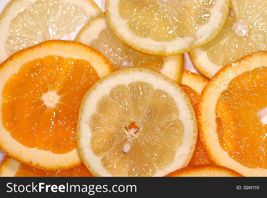 Group of slices orange and lemon