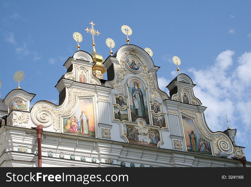 Pechersky Monastery church domes in kiev