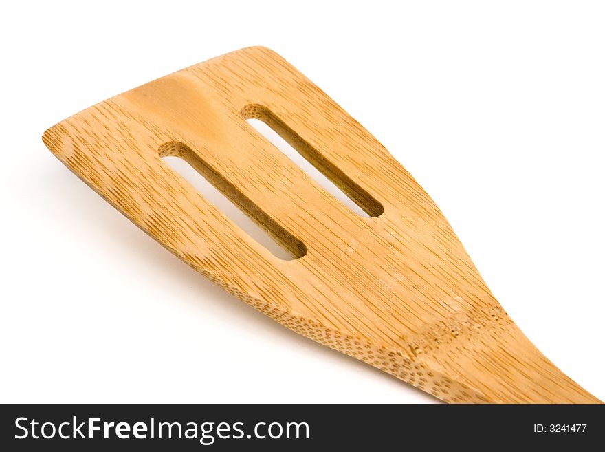 Bamboo spatula isolated on a white background