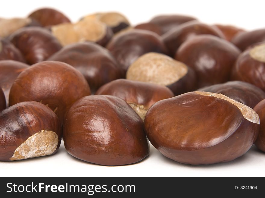 Chestnuts isolated on a white background