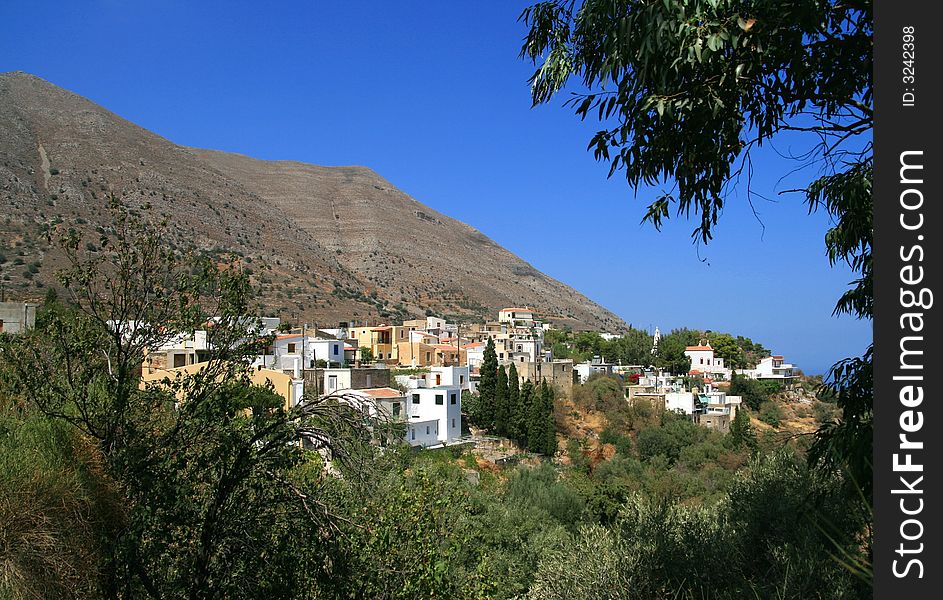 Village on a Cretan hillside. Village on a Cretan hillside