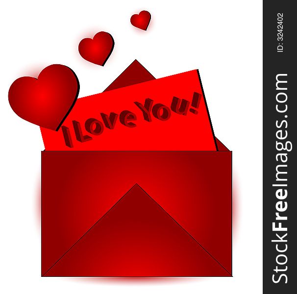 I love you valentine or love letter with hearts. I love you valentine or love letter with hearts