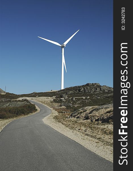 Wind Turbine, Portugal. Some motion blur on rotor blades...