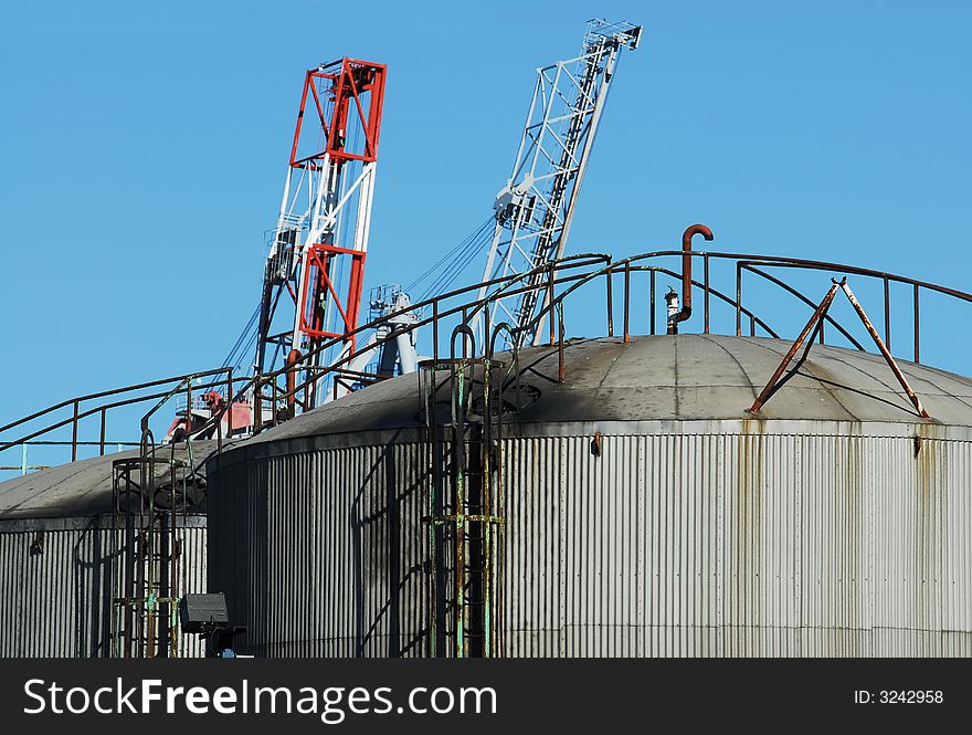 Refinery detail on a clear blue sky. Location: Montreal, canada. Camera: Nikon D200. Refinery detail on a clear blue sky. Location: Montreal, canada. Camera: Nikon D200