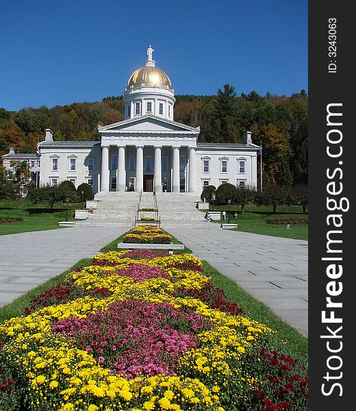 A state capital building on a beautiful day