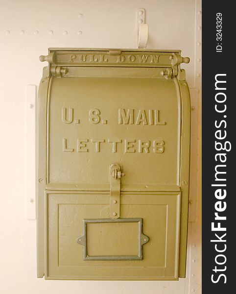 Mail box used by the sailors on a WWII battleship.