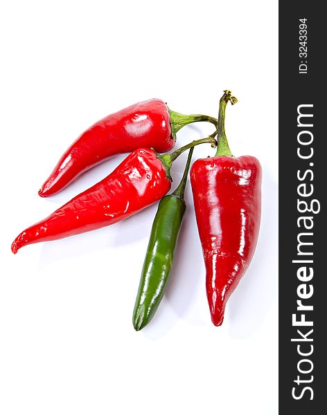 Vertical four hot peppers