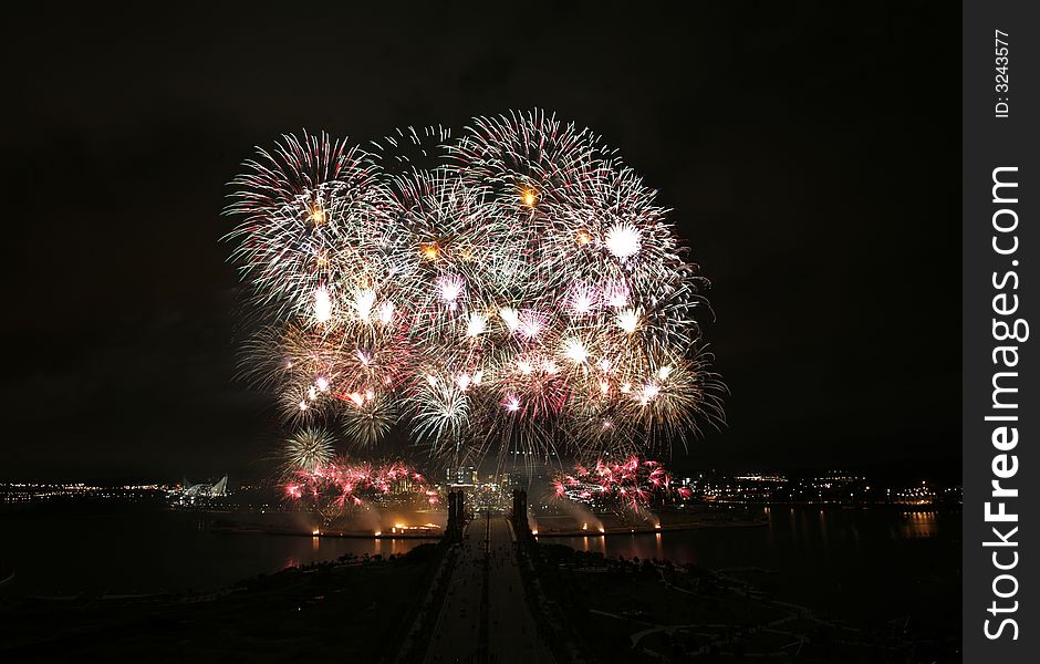 Fireworks over the sky of Putrajaya.
