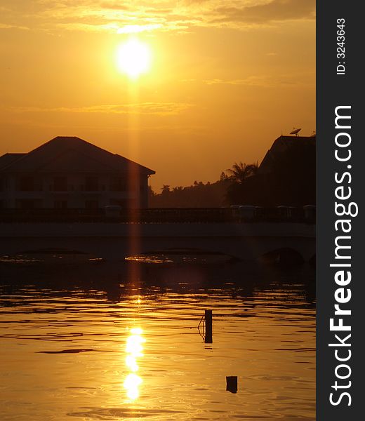 Sunset on West Lake, Hanoi Vietnam. Sunset on West Lake, Hanoi Vietnam