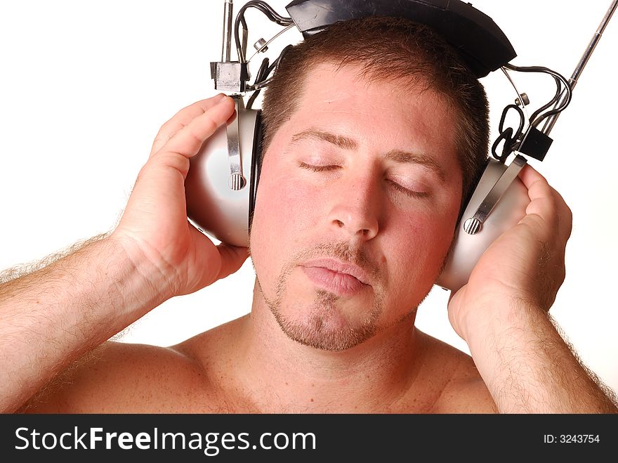 Man with vintage headphones