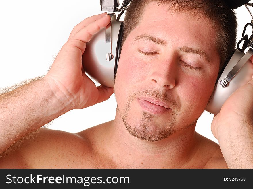 Man with vintage headphones