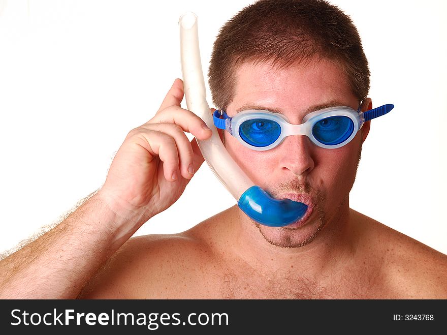 Man with goggles and snorkle