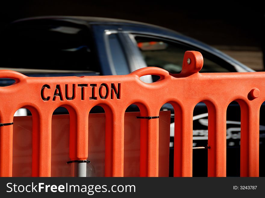 Caution sign barrier for pedestrians