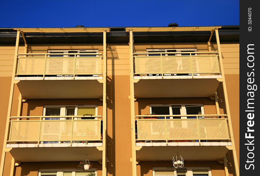 Many difference balconies, city life