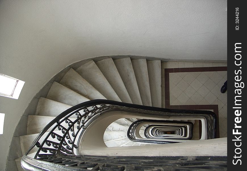 View of curved stairwell in Buenos Aires. View of curved stairwell in Buenos Aires