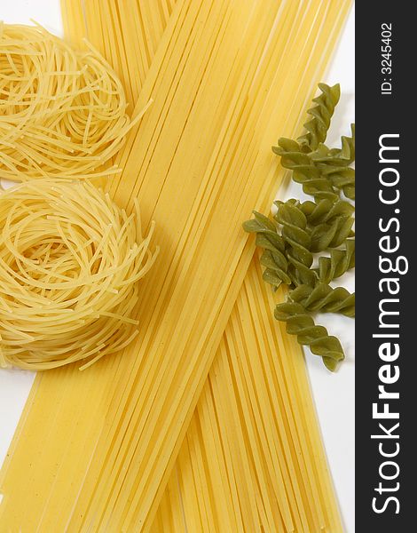 Colorful pasta , Spaghetti and pasta , white background