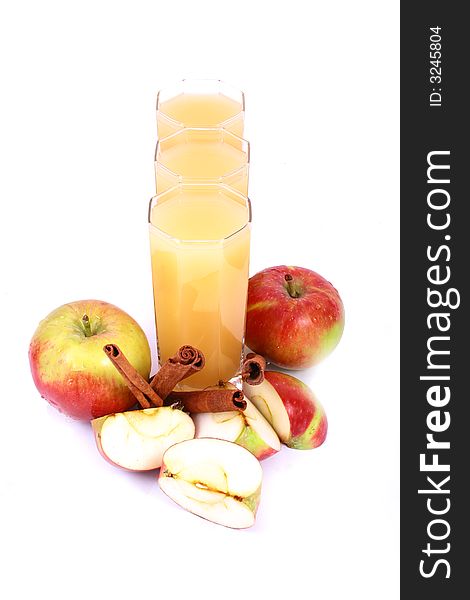 Photo of apple juice on white background
