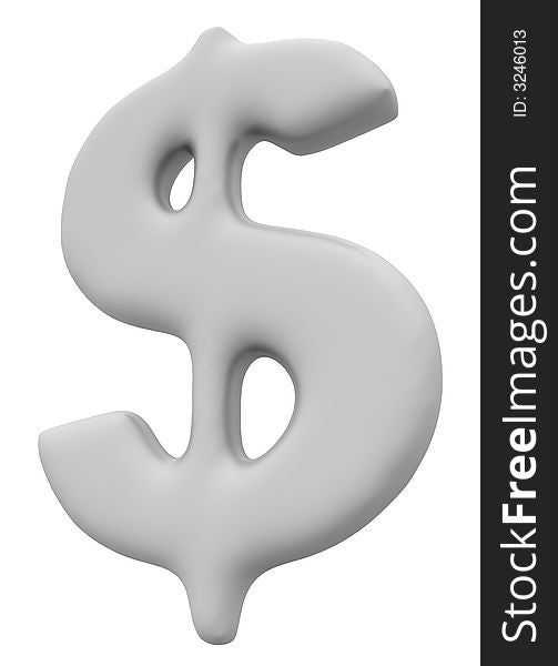 3d White dollar. White background.