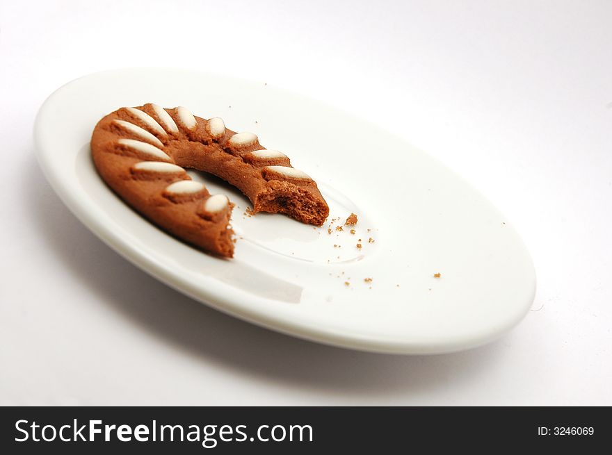 Chocolate biscuits against white background