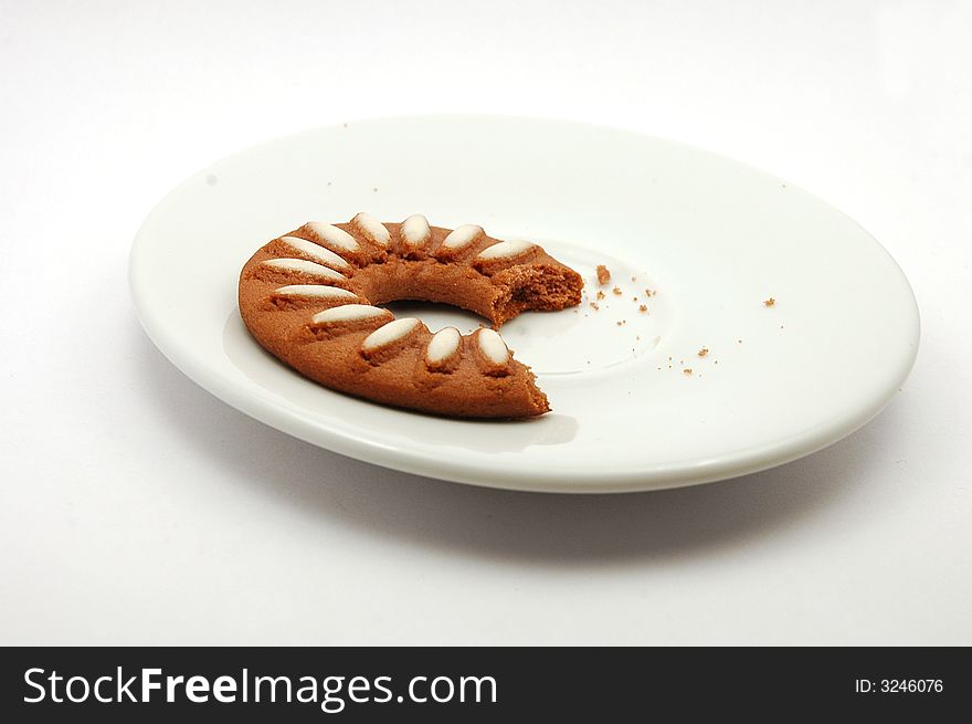 Chocolate biscuits against white background