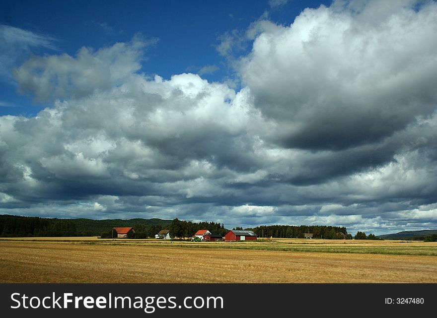 Rural landscape with sky and field