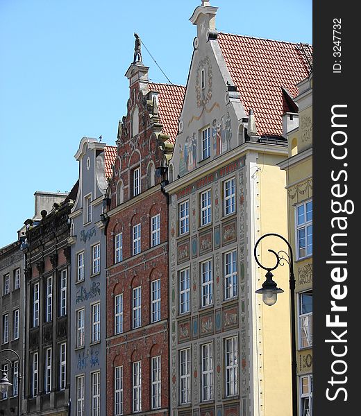 Colorful buildings in Old Town in GdaÅ„sk (Poland)