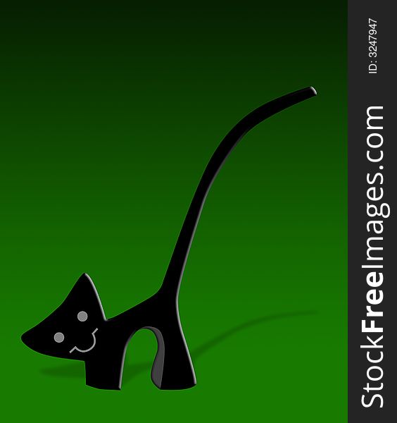 Sweet black kitten and gradient green background. Sweet black kitten and gradient green background