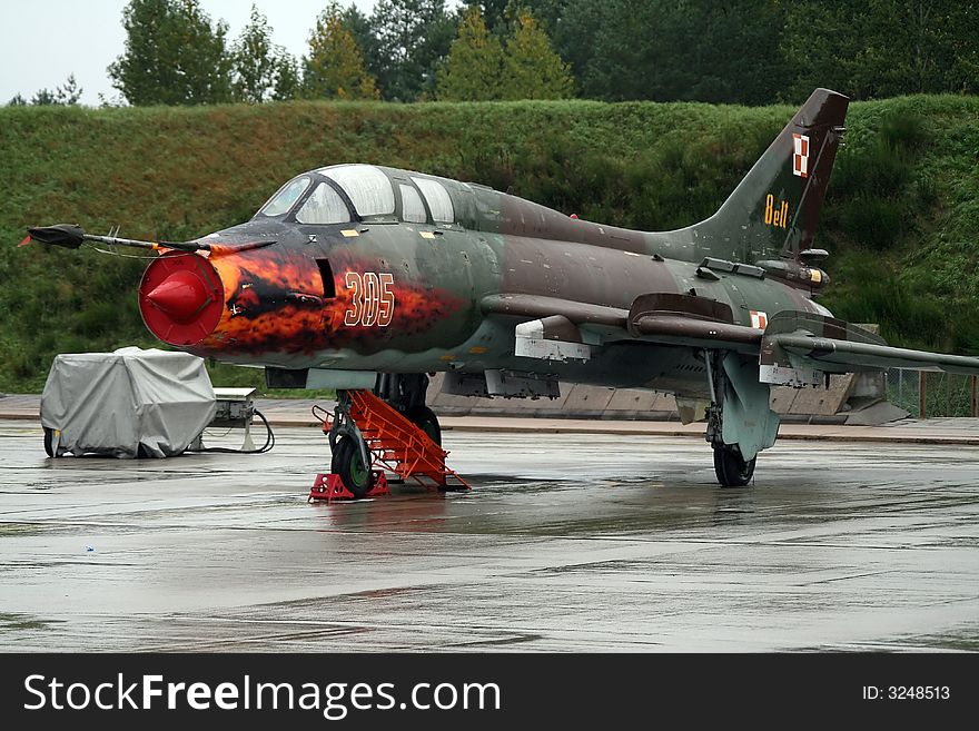 SU - 22, Soviet jet fighter at military airport