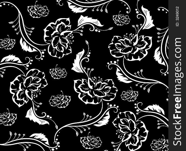 Monochrome illustration of a seamless vintage pattern. Monochrome illustration of a seamless vintage pattern