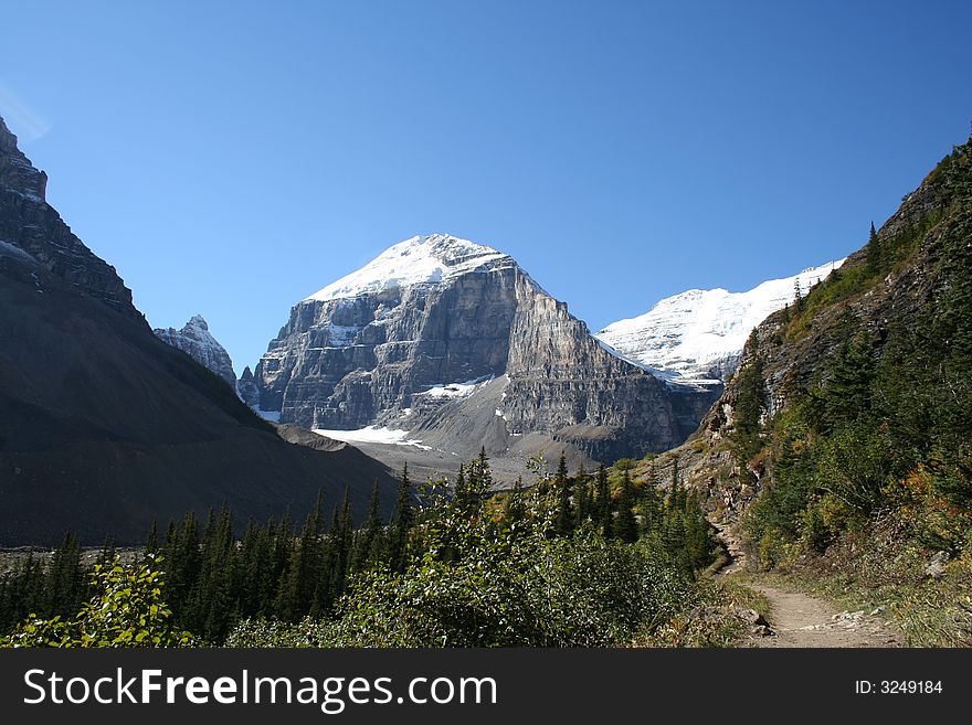 Rockies mountains with the blue sky