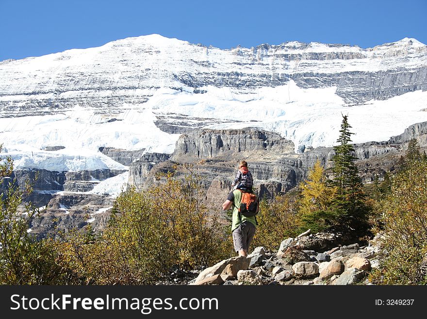 Rockies mountains with the blue sky