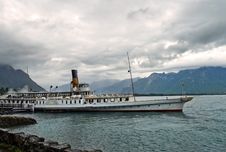 Old Retro Steamer On Lake Geneva Royalty Free Stock Image
