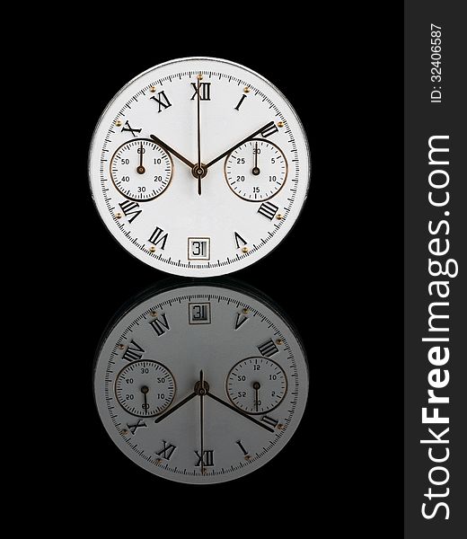 Clockwork W a white dial on a black background